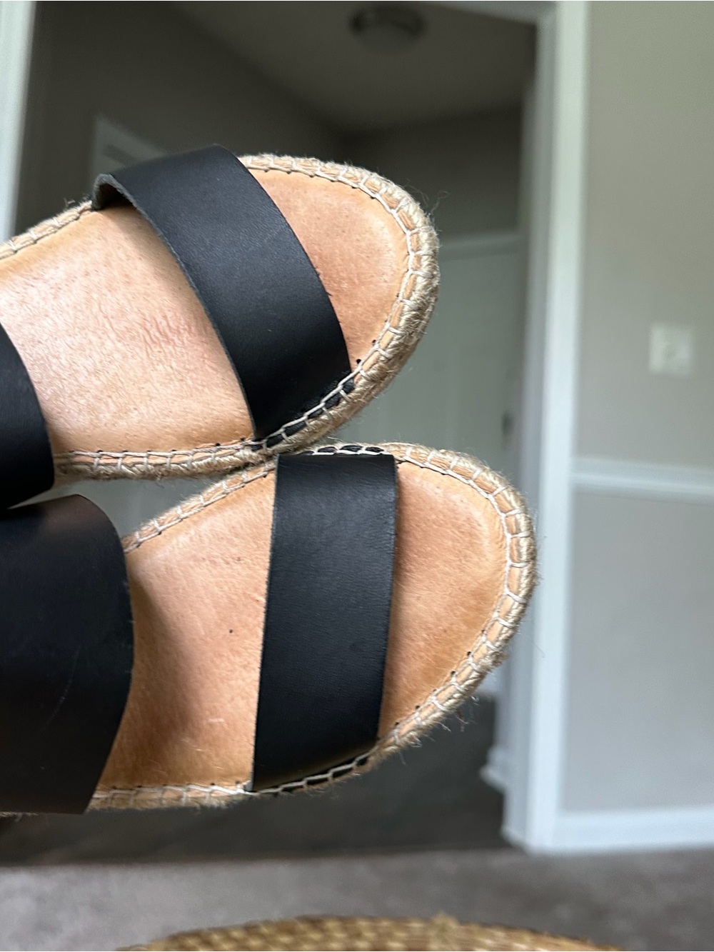 Macarena Black Platform Espadrille Slide Sandals with Double Straps Women’s 37 - Picture 8 of 11